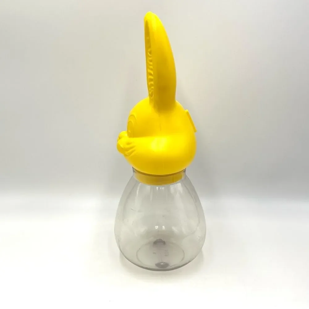 Vintage 70s Bromar Yellow Clear Easter‎ Bunny Blow Mold Candy Holder Piggy Bank